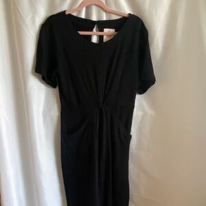 Anthropologie Daily Practice Midi Twist-Front Dress - Black